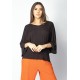 Blusa Ampla Morcego Guyrá Manga 3/4 Malha Preta