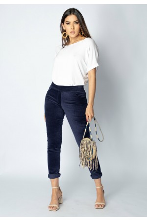 Calça Veludo Caaró Algodão Azul