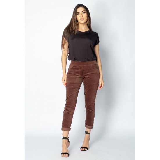 Calça Veludo Caaró Algodão Marrom