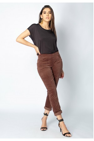 Calça Veludo Caaró Algodão Marrom