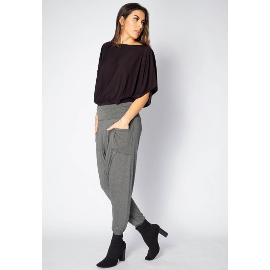 Calça Saruel Malha com Bolso na Frente Mescla