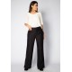 Calça Pantalona Viscose Reta Embuá Preta