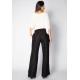 Calça Pantalona Viscose Reta Embuá Preta