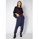 Calça Saruel Malha com Bolso na Frente Azul Marinho