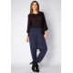 Calça Saruel Malha com Bolso na Frente Azul Marinho