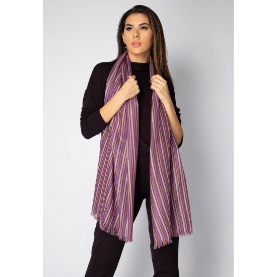 Echarpe Lenço Feminino Panamá Listras Lilás