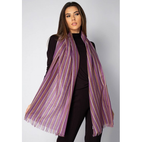 Echarpe Lenço Feminino Panamá Listras Lilás