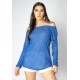Blusa Cigana Piraju Manga Longa Azul