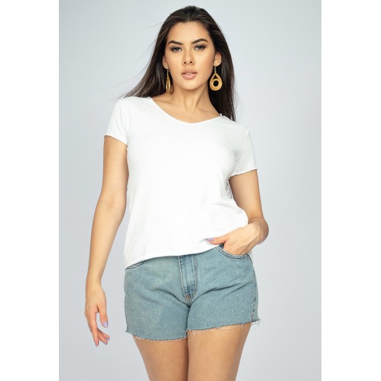 Blusa Baby Look Ceci Malha Off White