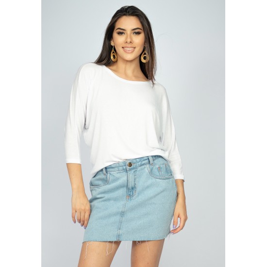 Blusa Morcego Ampla Manga 3/4 Off White