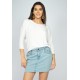 Blusa Morcego Ampla Manga 3/4 Off White