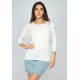 Blusa Morcego Ampla Manga 3/4 Off White