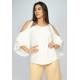 Blusa Malha Xingu Manga Dupla Sino Off White