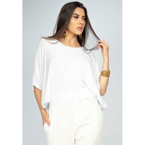 Blusa Bata Îandé Malha Off White