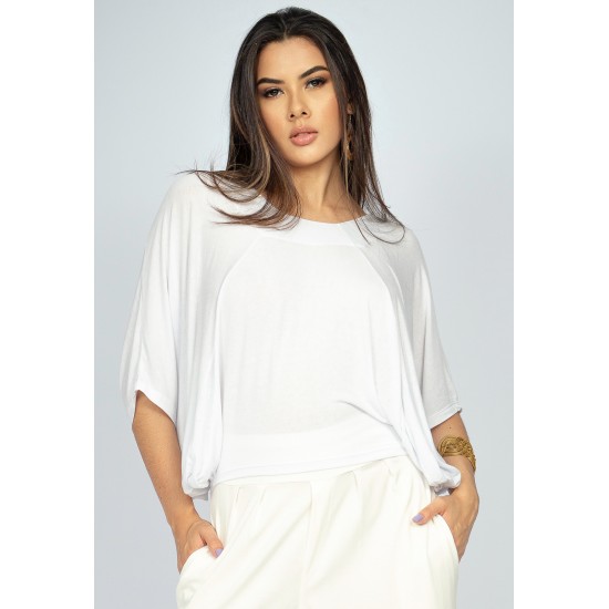 Blusa Bata Îandé Malha Off White