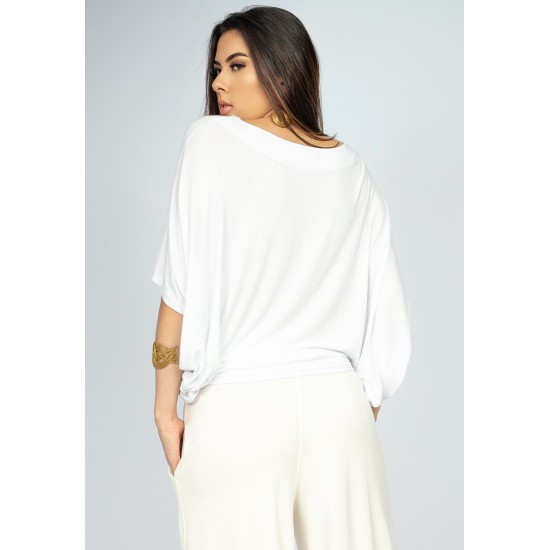 Blusa Bata Îandé Malha Off White