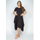 Vestido Saruel Manga Curta Malha Preto
