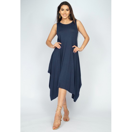 Vestido Saruel Regata Malha Azul Marinho