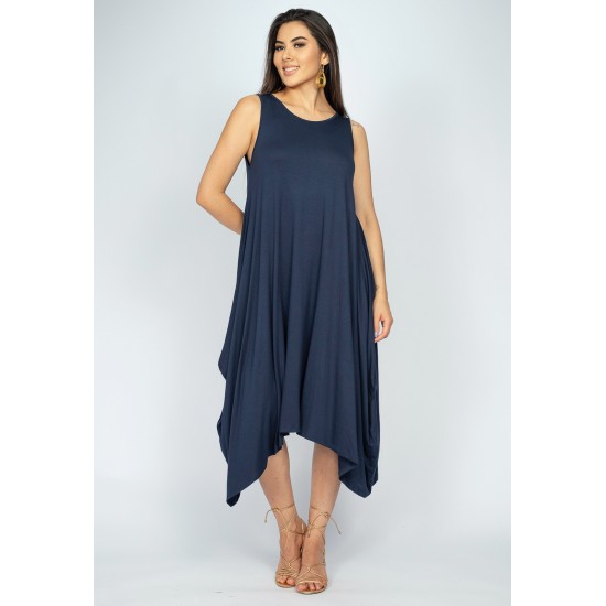 Vestido Saruel Regata Malha Azul Marinho