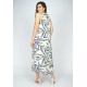 Vestido Longo Acará Malha Bambu Azul