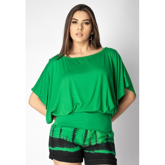 Blusa Morcego Malha Bororo Verde Light