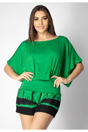 Blusa Morcego Malha Bororo Verde Light
