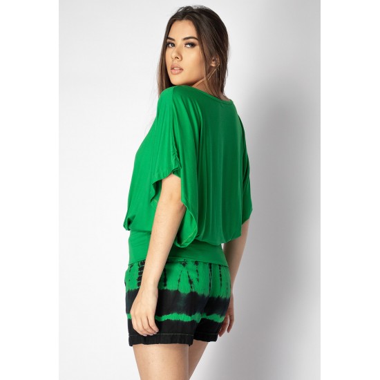 Blusa Morcego Malha Bororo Verde Light