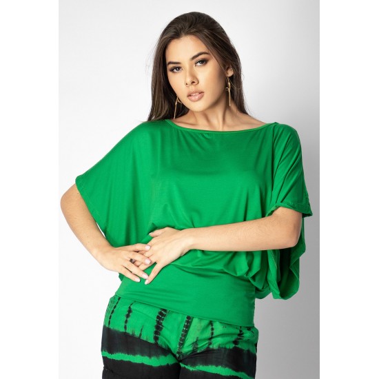 Blusa Morcego Malha Bororo Verde Light