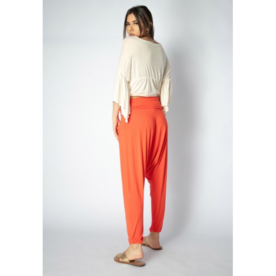 Calça Saruel Malha com Bolso na Frente Laranja