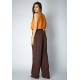Calça Pantalona Viscose Reta Embuá Marrom