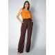 Calça Pantalona Viscose Reta Embuá Marrom