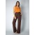 Calça Pantalona Viscose Reta Embuá Marrom