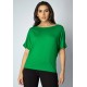 Blusa Básica Morcego Malha Gola Canoa Manga Curta Verde Light