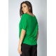 Blusa Básica Morcego Malha Gola Canoa Manga Curta Verde Light