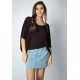 Blusa Bata Îandé Malha Preta