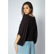 Blusa Bata Îandé Malha Preta