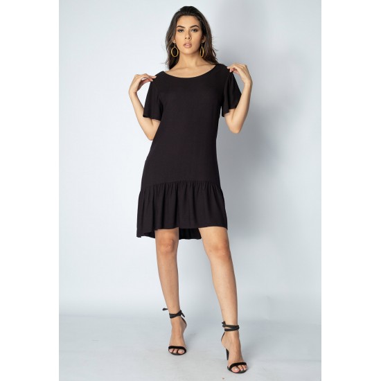 Vestido Curto Viscose Detalhe nas Costas Preto