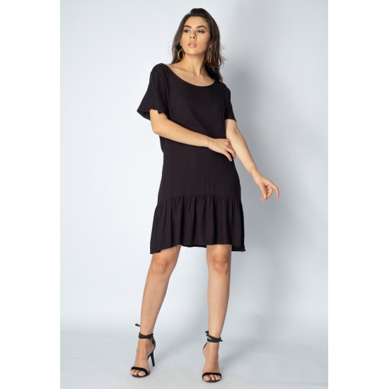 Vestido Curto Viscose Detalhe nas Costas Preto