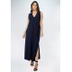 Vestido Longo Acará Malha Azul Marinho