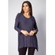 T-Shirt Ampla Malha Manga Longa Azul Marinho