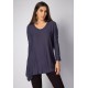 T-Shirt Ampla Malha Manga Longa Azul Marinho