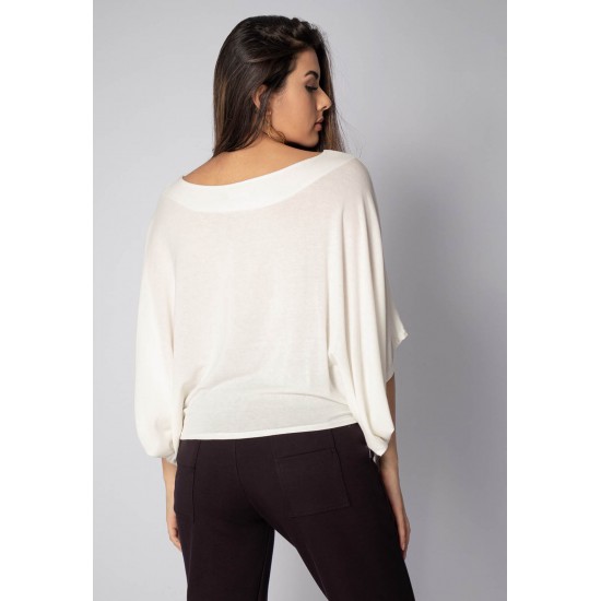 Blusa Bata Îandé Malha Off White