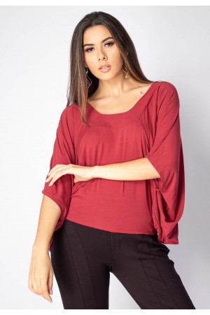 Blusa Bata Îandé Malha Bordô