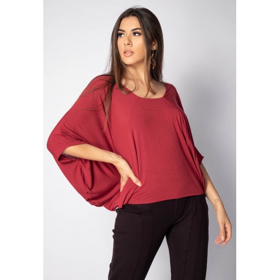 Blusa Bata Îandé Malha Bordô