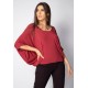 Blusa Bata Îandé Malha Bordô