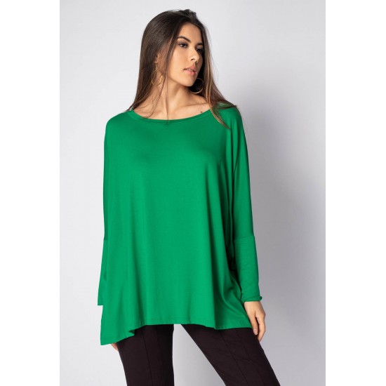 Blusa Ampla Malha Morcego Manga Longa Verde Light