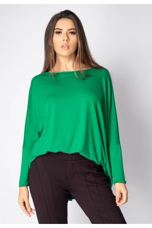 Blusa Ampla Malha Morcego Manga Longa Verde Light