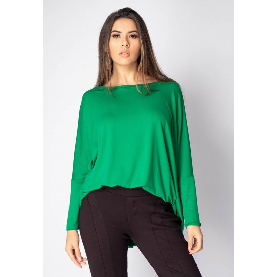 Blusa Ampla Malha Morcego Manga Longa Verde Light