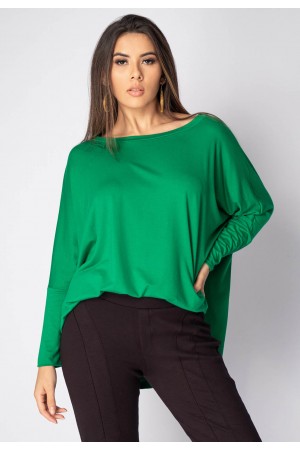 Blusa Ampla Malha Morcego Manga Longa Verde Light
