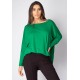 Blusa Ampla Malha Morcego Manga Longa Verde Light